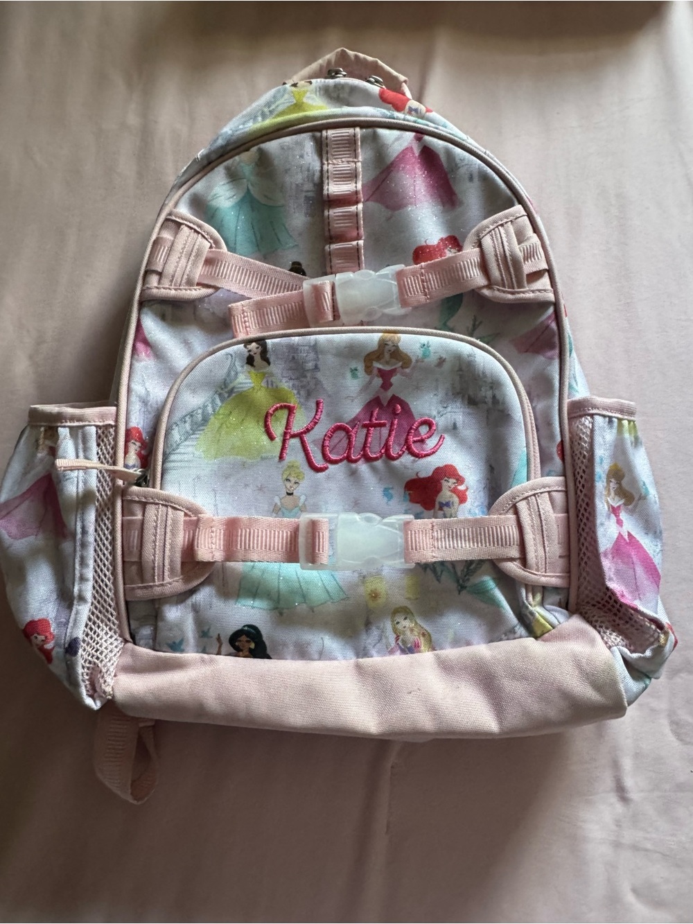 Pottery Barn Kids Pink Princess Printed Backpack with Embroidered Name